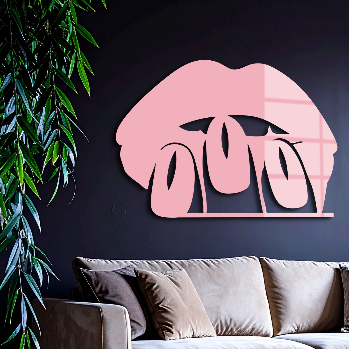 Pink Lips Metal Wall Art – Modern Glam Lip Design - KAFGP153 - Tampa Home & Garden Store