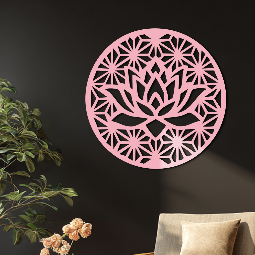 Pink Lotus Flower Metal Wall Art – Elegant Spiritual Bloom Design - KAFGP006 - Tampa Home & Garden Store