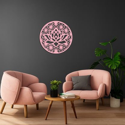 Pink Lotus Flower Metal Wall Art – Elegant Spiritual Bloom Design - KAFGP006 - Tampa Home & Garden Store