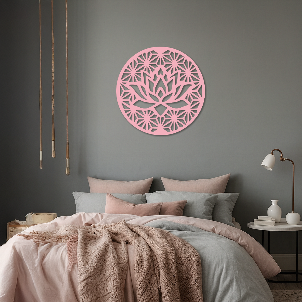 Pink Lotus Flower Metal Wall Art – Elegant Spiritual Bloom Design - KAFGP006 - Tampa Home & Garden Store