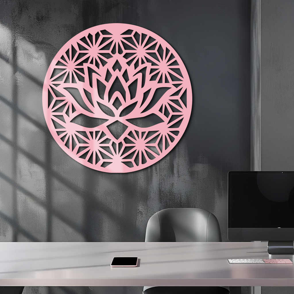 Pink Lotus Flower Metal Wall Art – Elegant Spiritual Bloom Design - KAFGP006 - Tampa Home & Garden Store