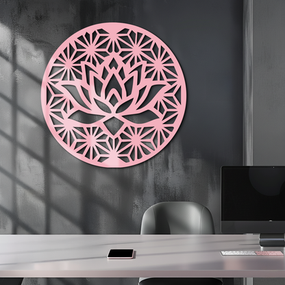 Pink Lotus Flower Metal Wall Art – Elegant Spiritual Bloom Design - KAFGP006 - Tampa Home & Garden Store