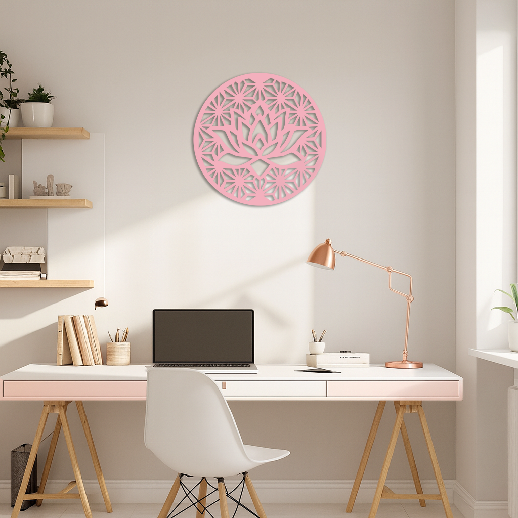 Pink Lotus Flower Metal Wall Art – Elegant Spiritual Bloom Design - KAFGP006 - Tampa Home & Garden Store