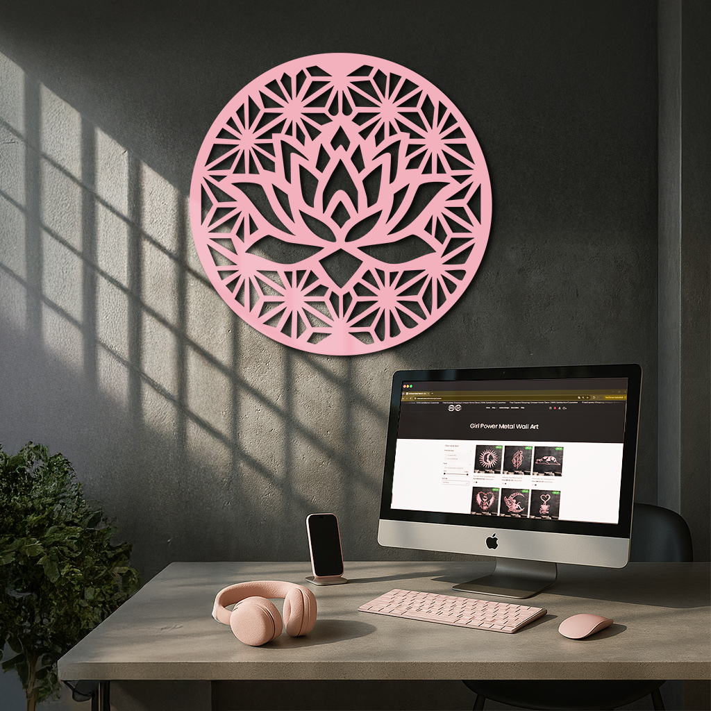 Pink Lotus Flower Metal Wall Art – Elegant Spiritual Bloom Design - KAFGP006 - Tampa Home & Garden Store