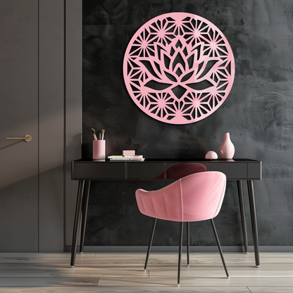 Pink Lotus Flower Metal Wall Art – Elegant Spiritual Bloom Design - KAFGP006 - Tampa Home & Garden Store