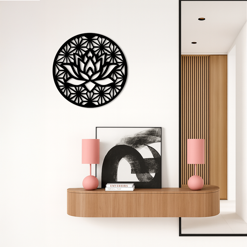 Pink Lotus Flower Metal Wall Art – Elegant Spiritual Bloom Design - KAFGP006 - Tampa Home & Garden Store