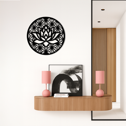 Pink Lotus Flower Metal Wall Art – Elegant Spiritual Bloom Design - KAFGP006 - Tampa Home & Garden Store