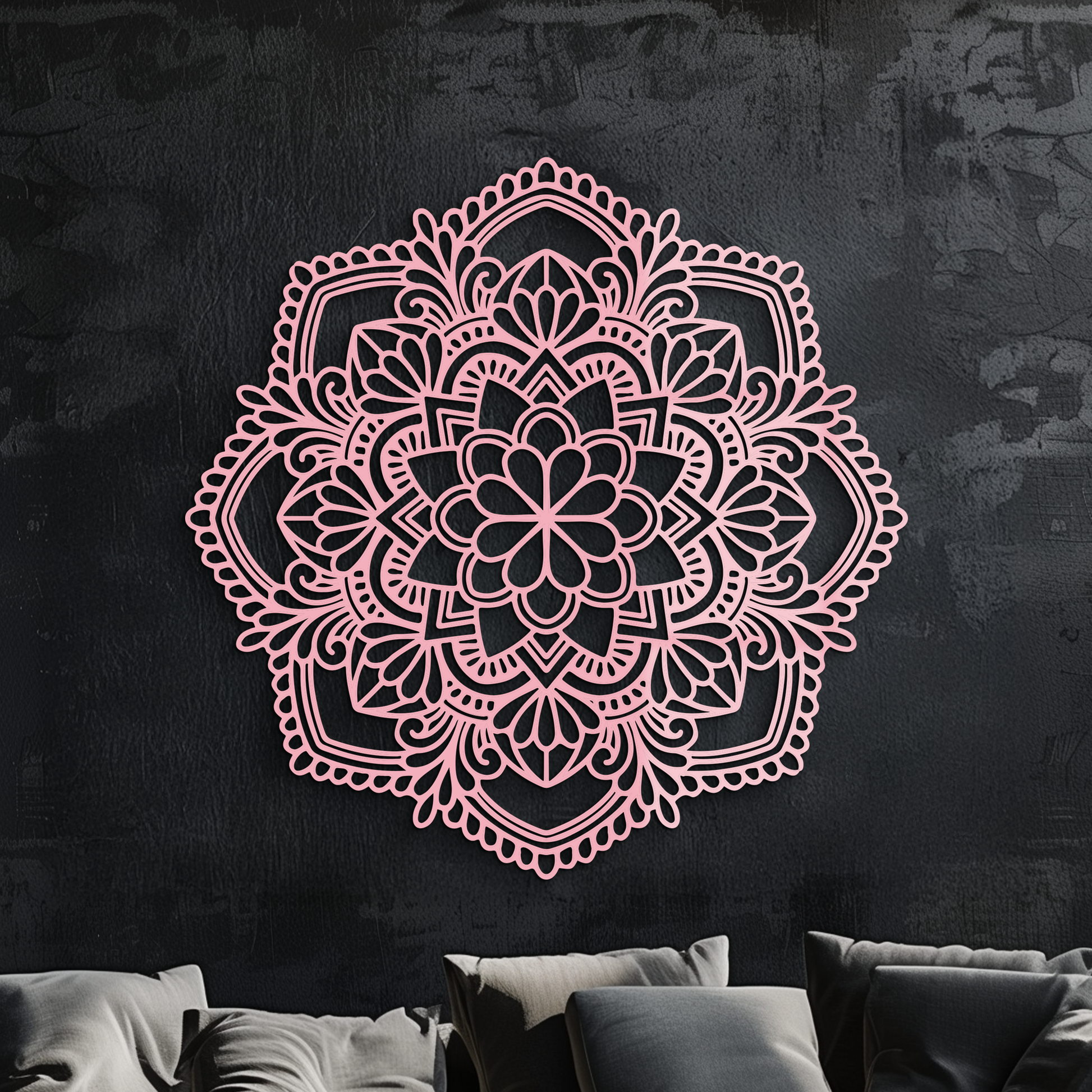 Pink Mandala Metal Wall Art – Intricate Bohemian Design - KAFGP016 - Tampa Home & Garden Store