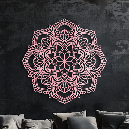 Pink Mandala Metal Wall Art – Intricate Bohemian Design - KAFGP016 - Tampa Home & Garden Store