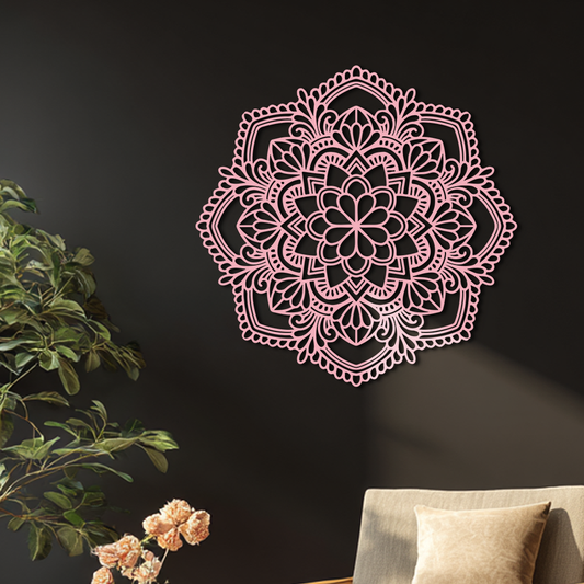 Pink Mandala Metal Wall Art – Intricate Bohemian Design - KAFGP016 - Tampa Home & Garden Store