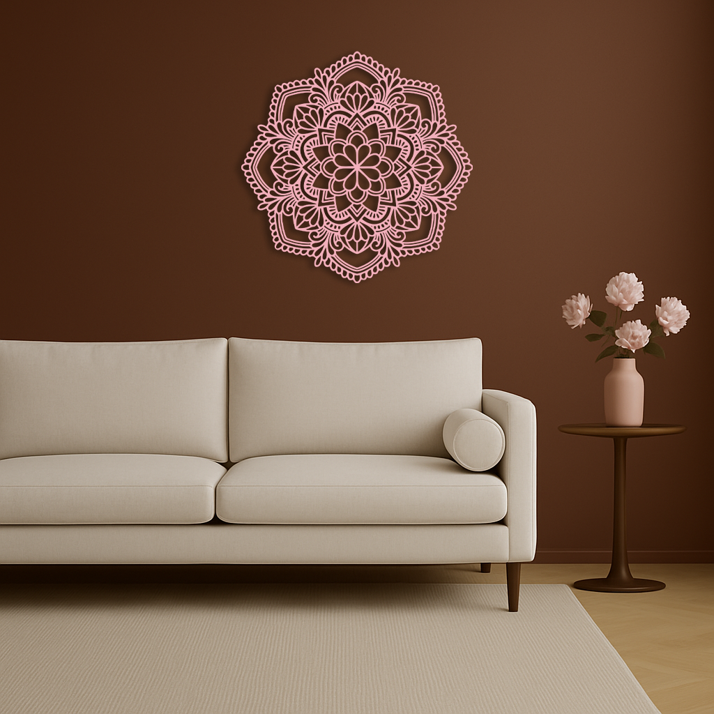 Pink Mandala Metal Wall Art – Intricate Bohemian Design - KAFGP016 - Tampa Home & Garden Store
