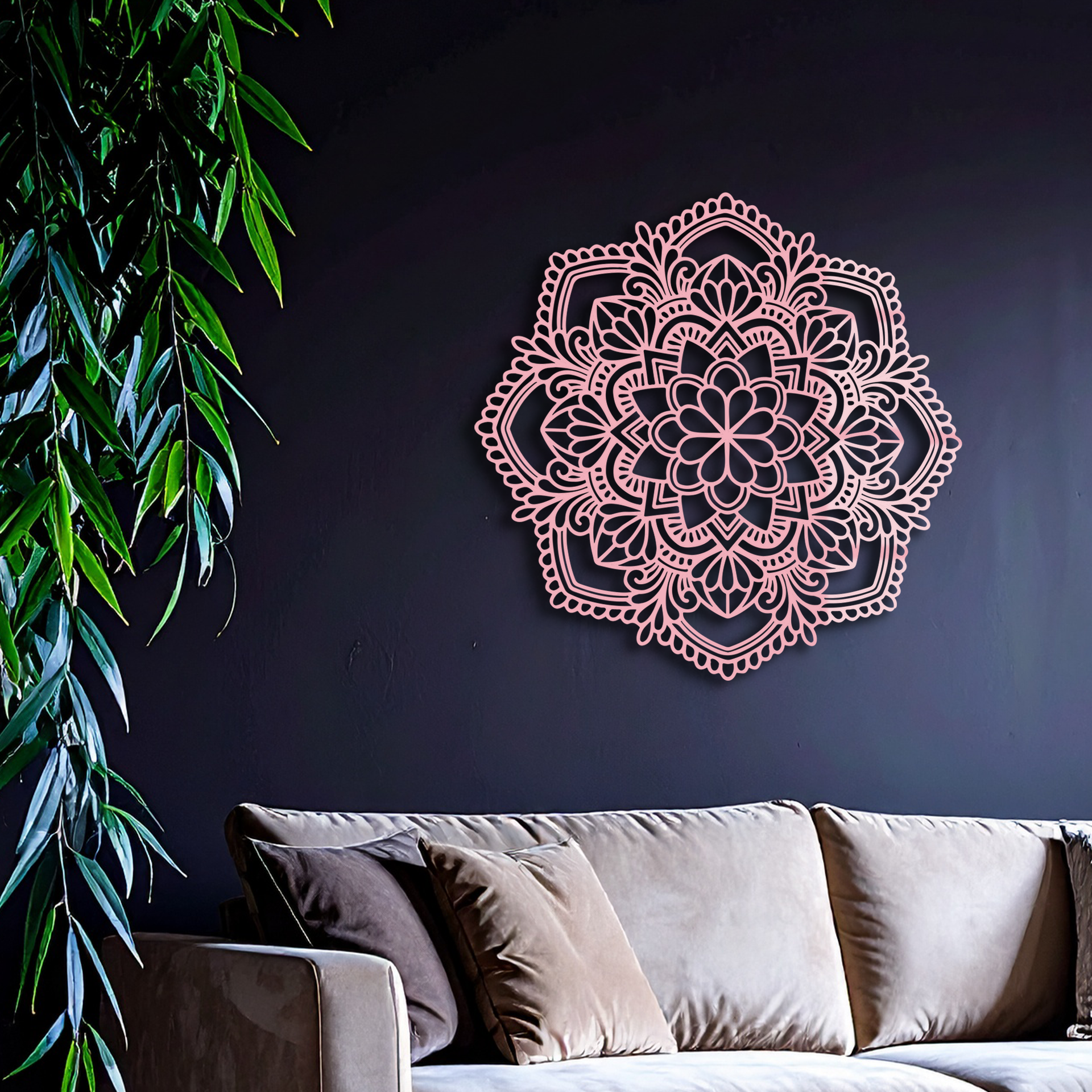 Pink Mandala Metal Wall Art – Intricate Bohemian Design - KAFGP016 - Tampa Home & Garden Store