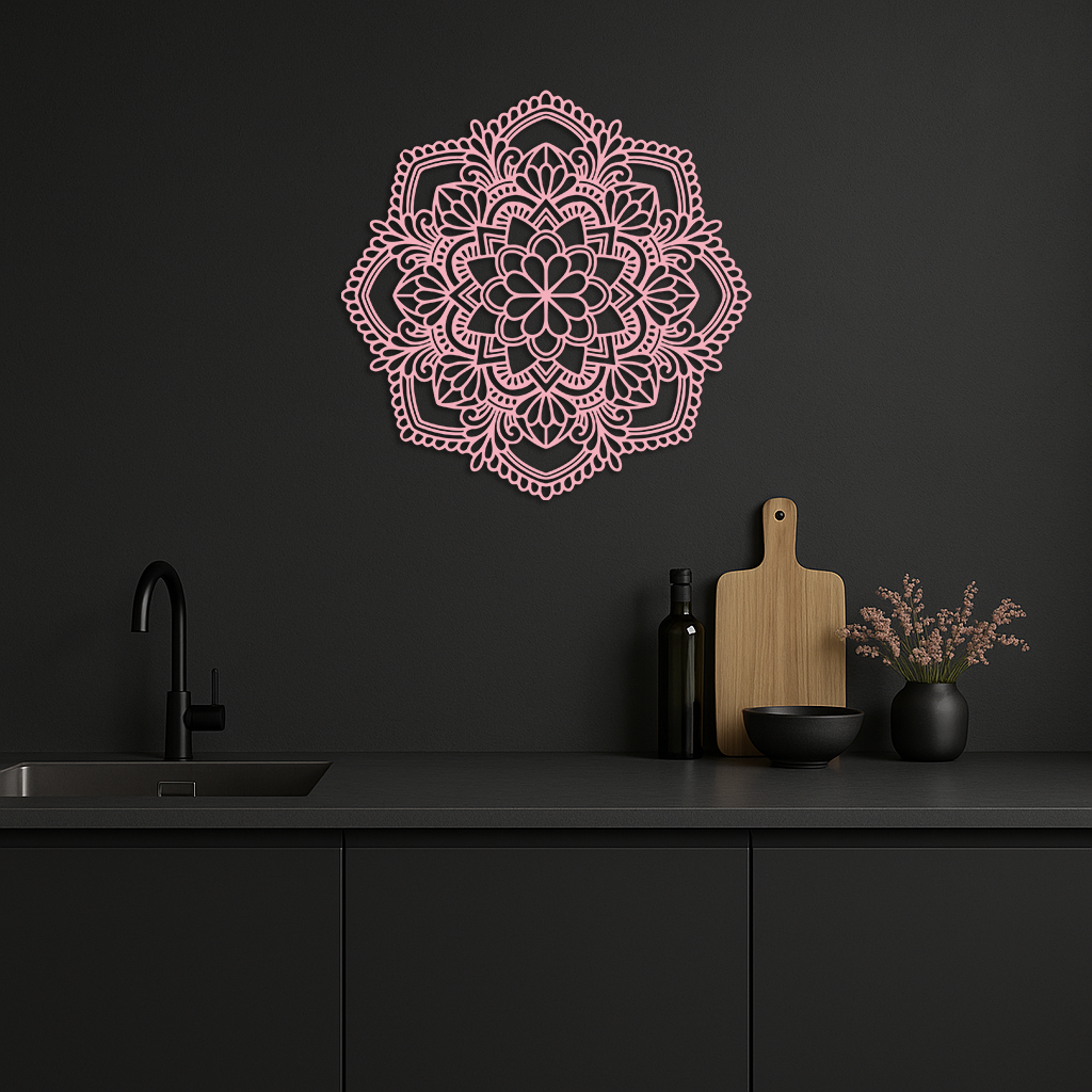 Pink Mandala Metal Wall Art – Intricate Bohemian Design - KAFGP016 - Tampa Home & Garden Store