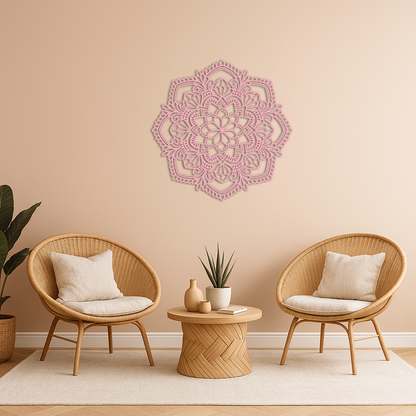 Pink Mandala Metal Wall Art – Intricate Bohemian Design - KAFGP016 - Tampa Home & Garden Store