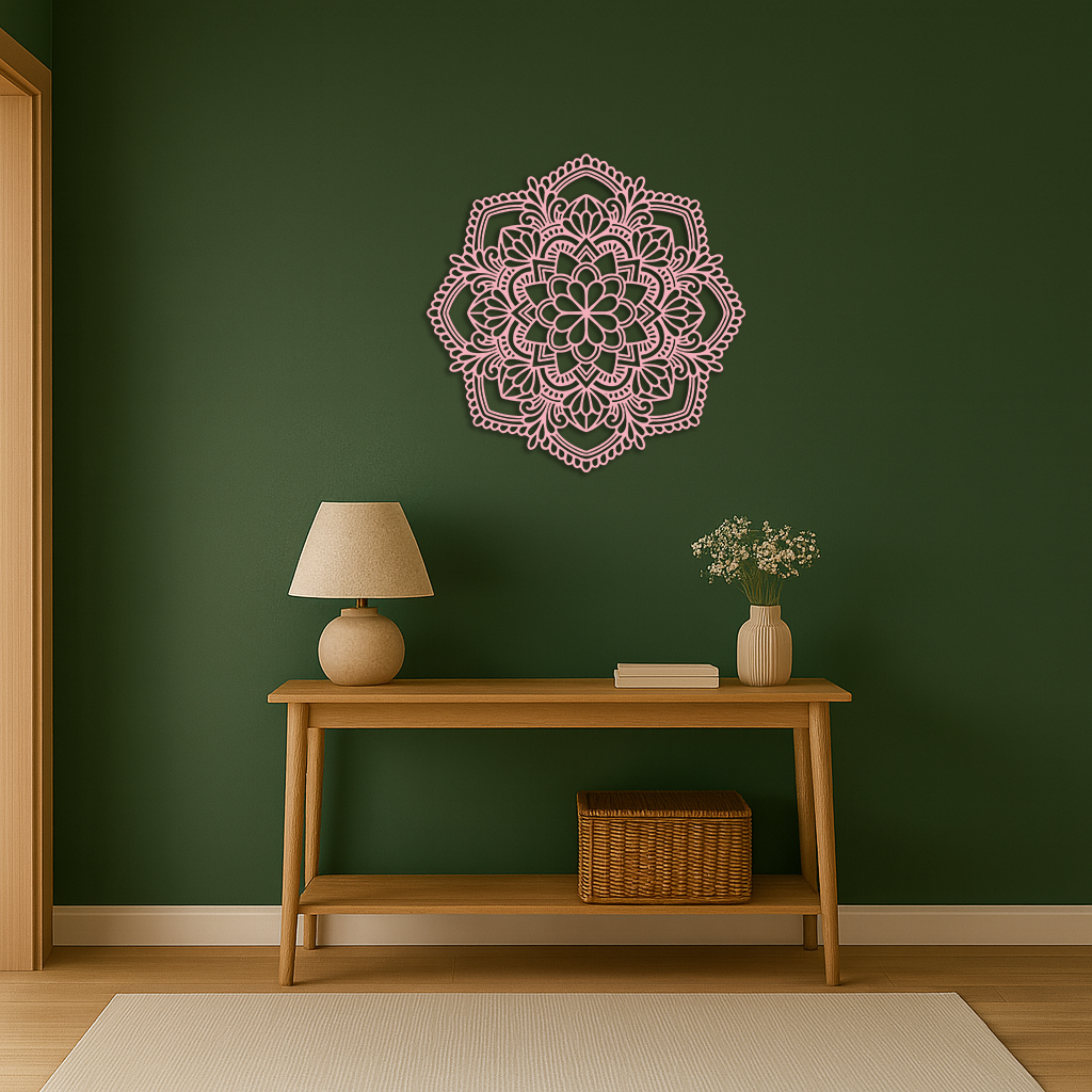 Pink Mandala Metal Wall Art – Intricate Bohemian Design - KAFGP016 - Tampa Home & Garden Store