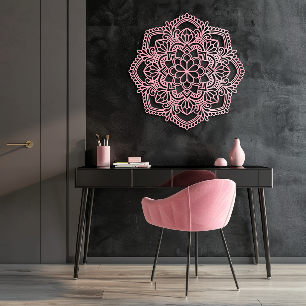 Pink Mandala Metal Wall Art – Intricate Bohemian Design - KAFGP016 - Tampa Home & Garden Store