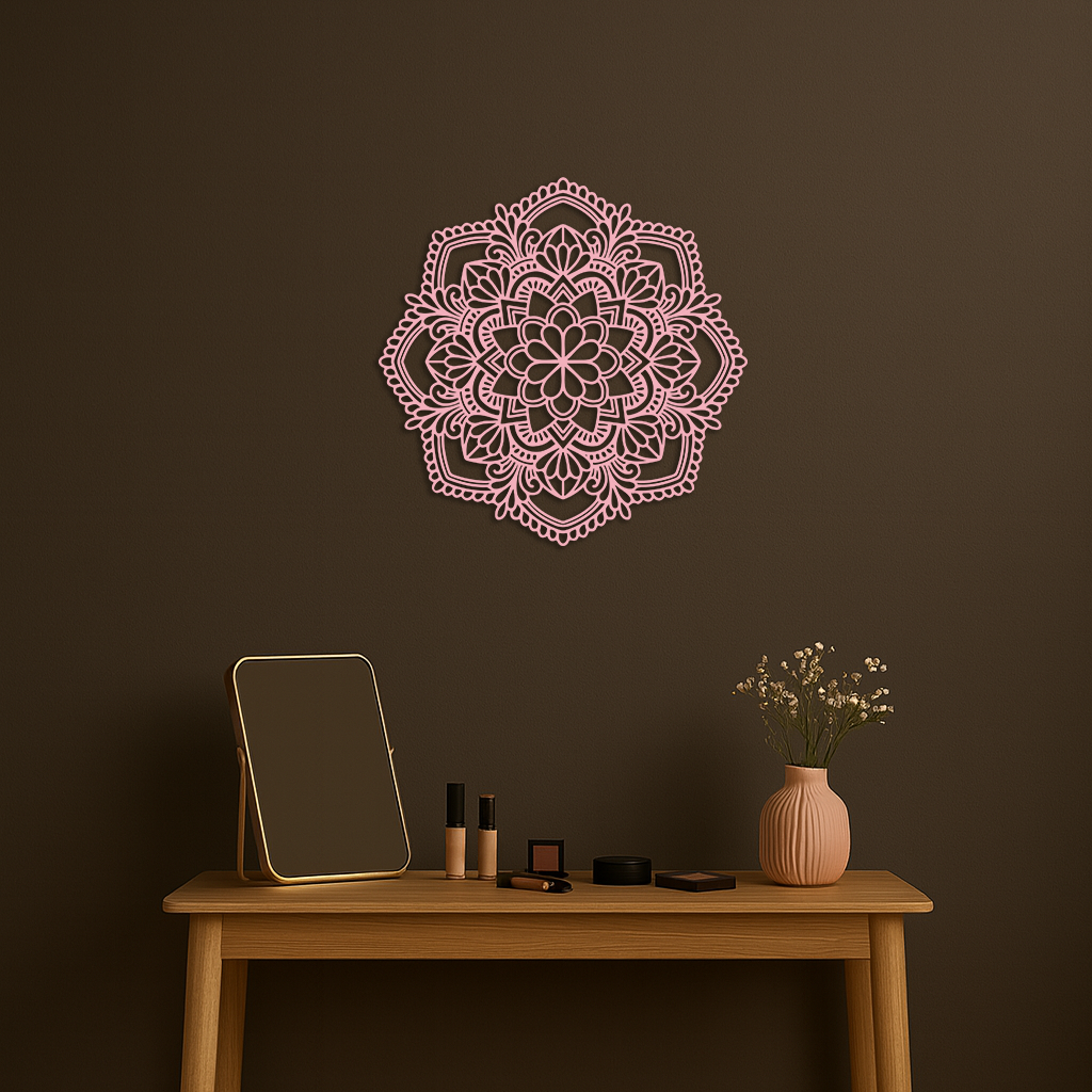 Pink Mandala Metal Wall Art – Intricate Bohemian Design - KAFGP016 - Tampa Home & Garden Store