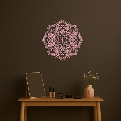 Pink Mandala Metal Wall Art – Intricate Bohemian Design - KAFGP016 - Tampa Home & Garden Store