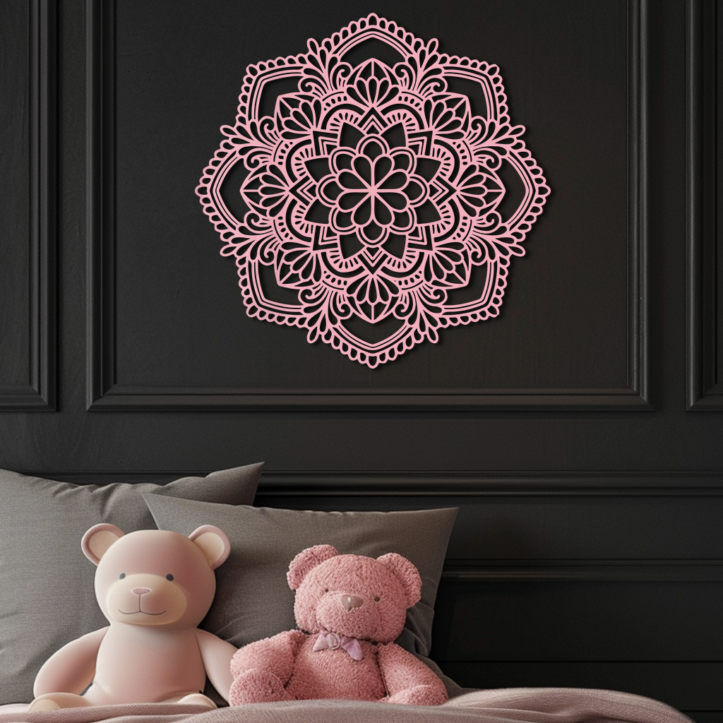 Pink Mandala Metal Wall Art – Intricate Bohemian Design - KAFGP016 - Tampa Home & Garden Store