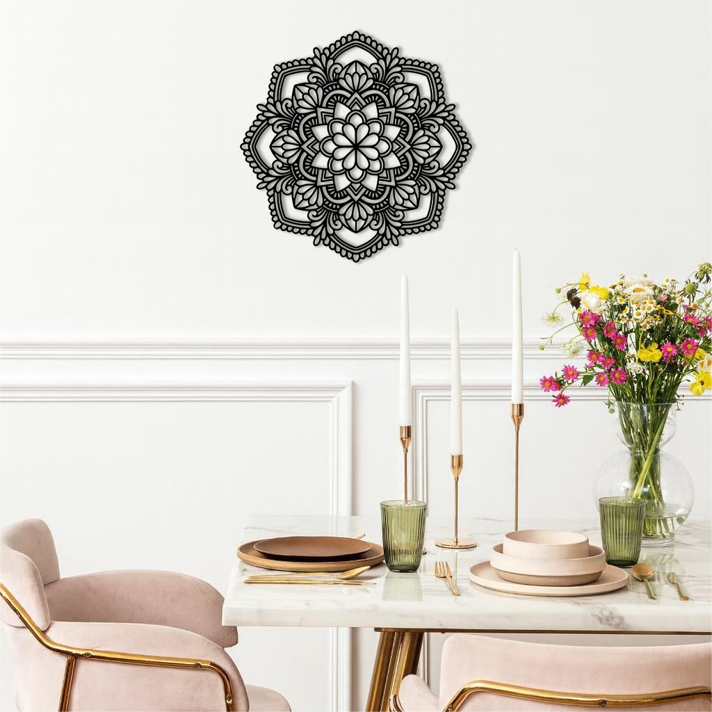 Pink Mandala Metal Wall Art – Intricate Bohemian Design - KAFGP016 - Tampa Home & Garden Store