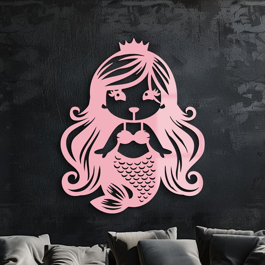 Pink Mermaid Silhouette Metal Wall Art – Cute Ocean Fantasy Wall Decor for Girls - KAFGP152 - Tampa Home & Garden Store