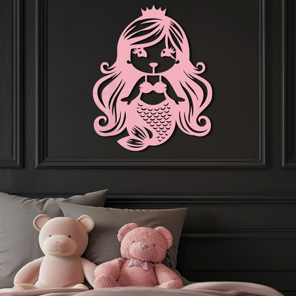 Pink Mermaid Silhouette Metal Wall Art – Cute Ocean Fantasy Wall Decor for Girls - KAFGP152 - Tampa Home & Garden Store