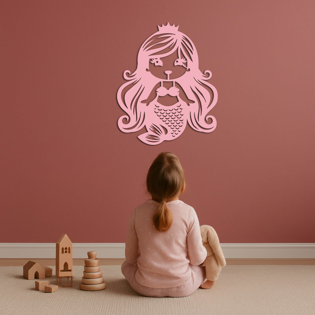Pink Mermaid Silhouette Metal Wall Art – Cute Ocean Fantasy Wall Decor for Girls - KAFGP152 - Tampa Home & Garden Store