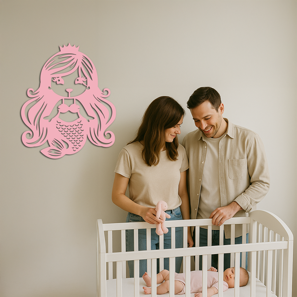 Pink Mermaid Silhouette Metal Wall Art – Cute Ocean Fantasy Wall Decor for Girls - KAFGP152 - Tampa Home & Garden Store