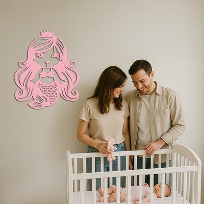 Pink Mermaid Silhouette Metal Wall Art – Cute Ocean Fantasy Wall Decor for Girls - KAFGP152 - Tampa Home & Garden Store