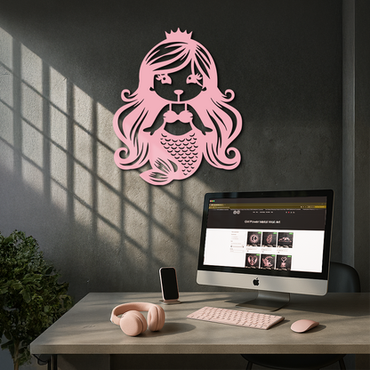 Pink Mermaid Silhouette Metal Wall Art – Cute Ocean Fantasy Wall Decor for Girls - KAFGP152 - Tampa Home & Garden Store