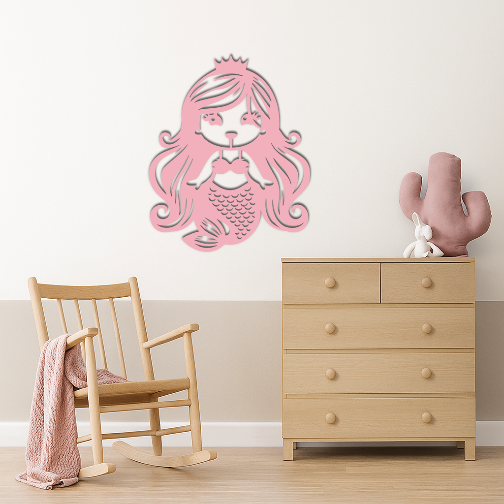 Pink Mermaid Silhouette Metal Wall Art – Cute Ocean Fantasy Wall Decor for Girls - KAFGP152 - Tampa Home & Garden Store