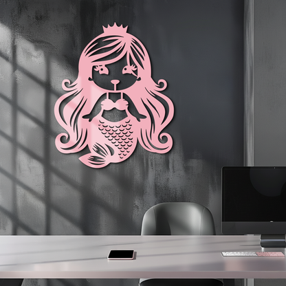 Pink Mermaid Silhouette Metal Wall Art – Cute Ocean Fantasy Wall Decor for Girls - KAFGP152 - Tampa Home & Garden Store