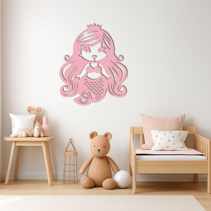 Pink Mermaid Silhouette Metal Wall Art – Cute Ocean Fantasy Wall Decor for Girls - KAFGP152 - Tampa Home & Garden Store