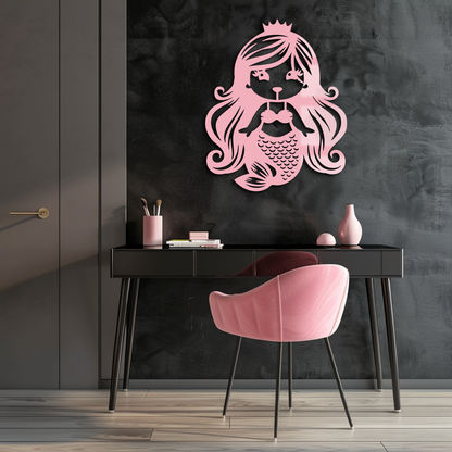 Pink Mermaid Silhouette Metal Wall Art – Cute Ocean Fantasy Wall Decor for Girls - KAFGP152 - Tampa Home & Garden Store