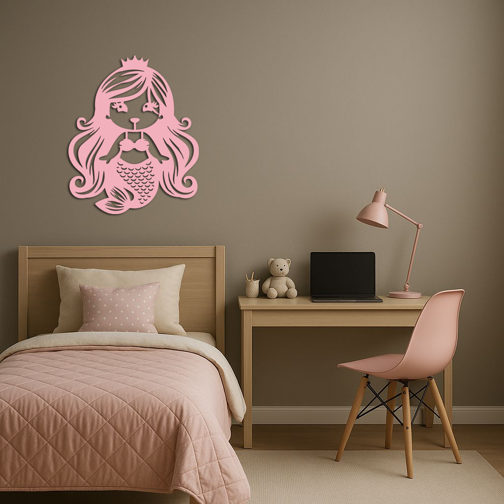 Pink Mermaid Silhouette Metal Wall Art – Cute Ocean Fantasy Wall Decor for Girls - KAFGP152 - Tampa Home & Garden Store