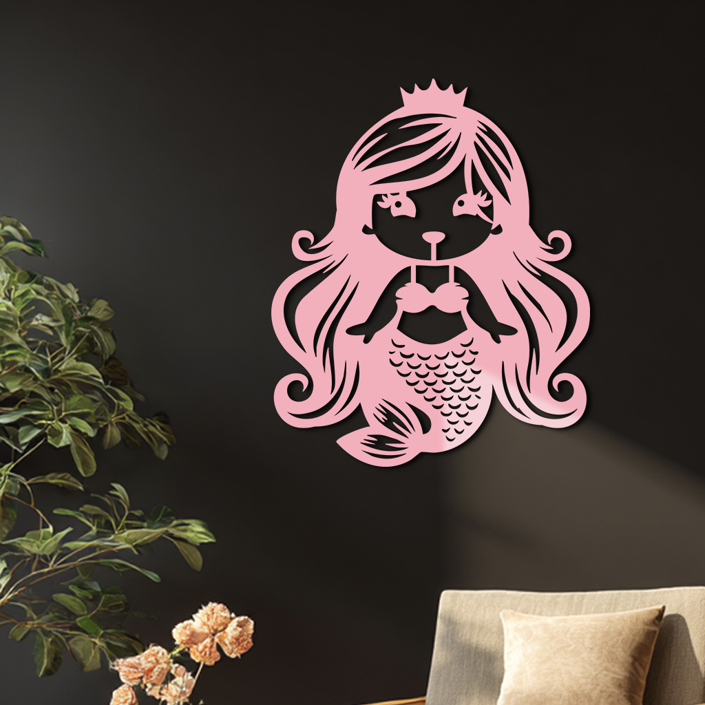 Pink Mermaid Silhouette Metal Wall Art – Cute Ocean Fantasy Wall Decor for Girls - KAFGP152 - Tampa Home & Garden Store