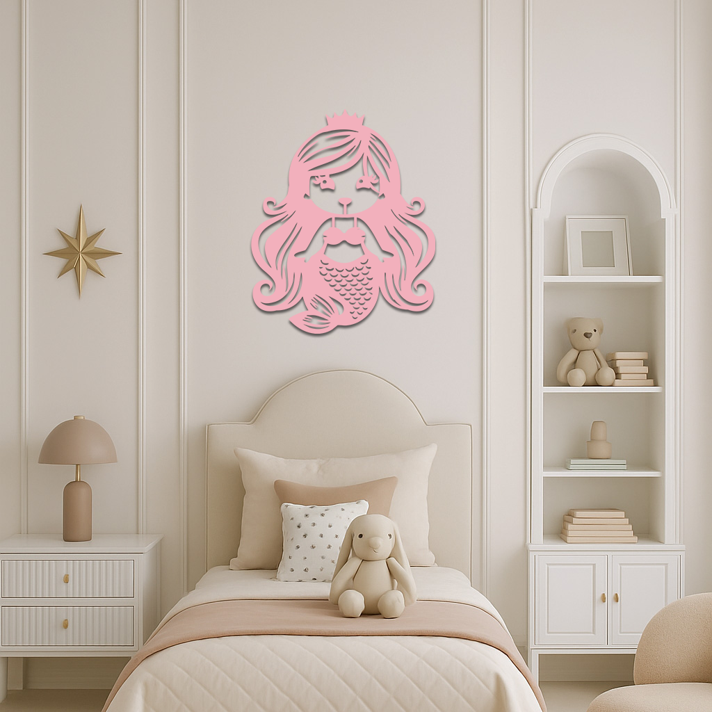 Pink Mermaid Silhouette Metal Wall Art – Cute Ocean Fantasy Wall Decor for Girls - KAFGP152 - Tampa Home & Garden Store