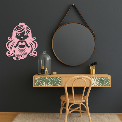 Pink Mermaid Silhouette Metal Wall Art – Cute Ocean Fantasy Wall Decor for Girls - KAFGP152 - Tampa Home & Garden Store