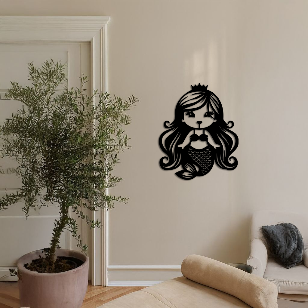 Pink Mermaid Silhouette Metal Wall Art – Cute Ocean Fantasy Wall Decor for Girls - KAFGP152 - Tampa Home & Garden Store