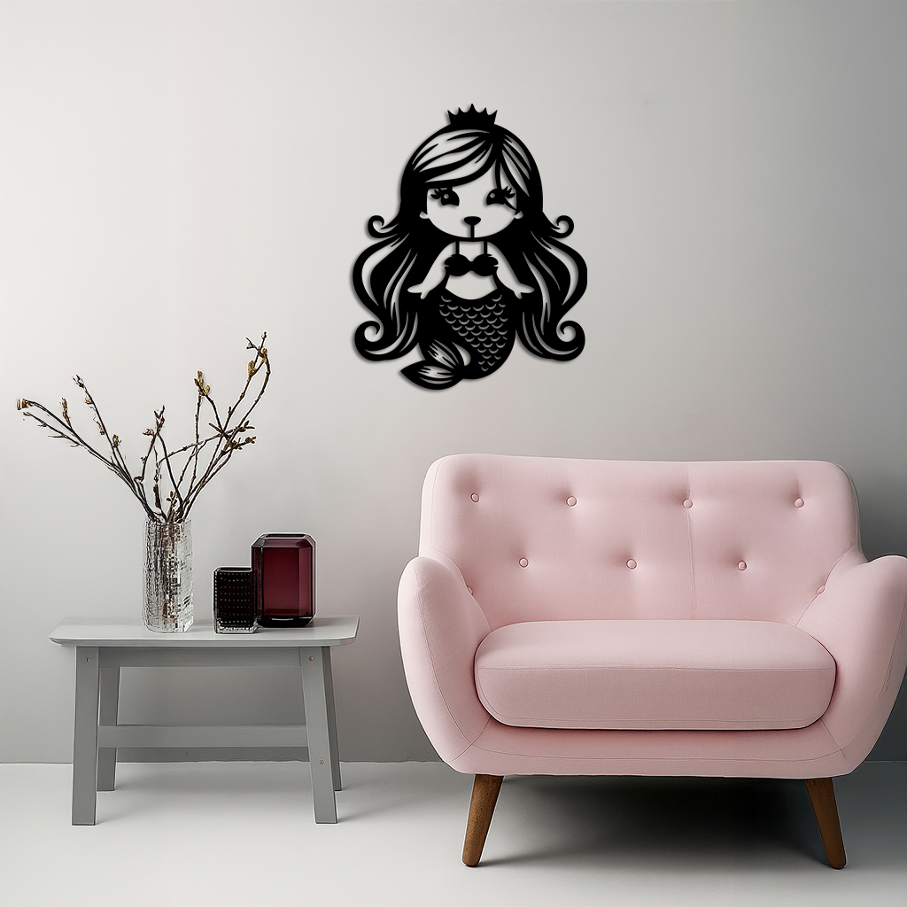 Pink Mermaid Silhouette Metal Wall Art – Cute Ocean Fantasy Wall Decor for Girls - KAFGP152 - Tampa Home & Garden Store