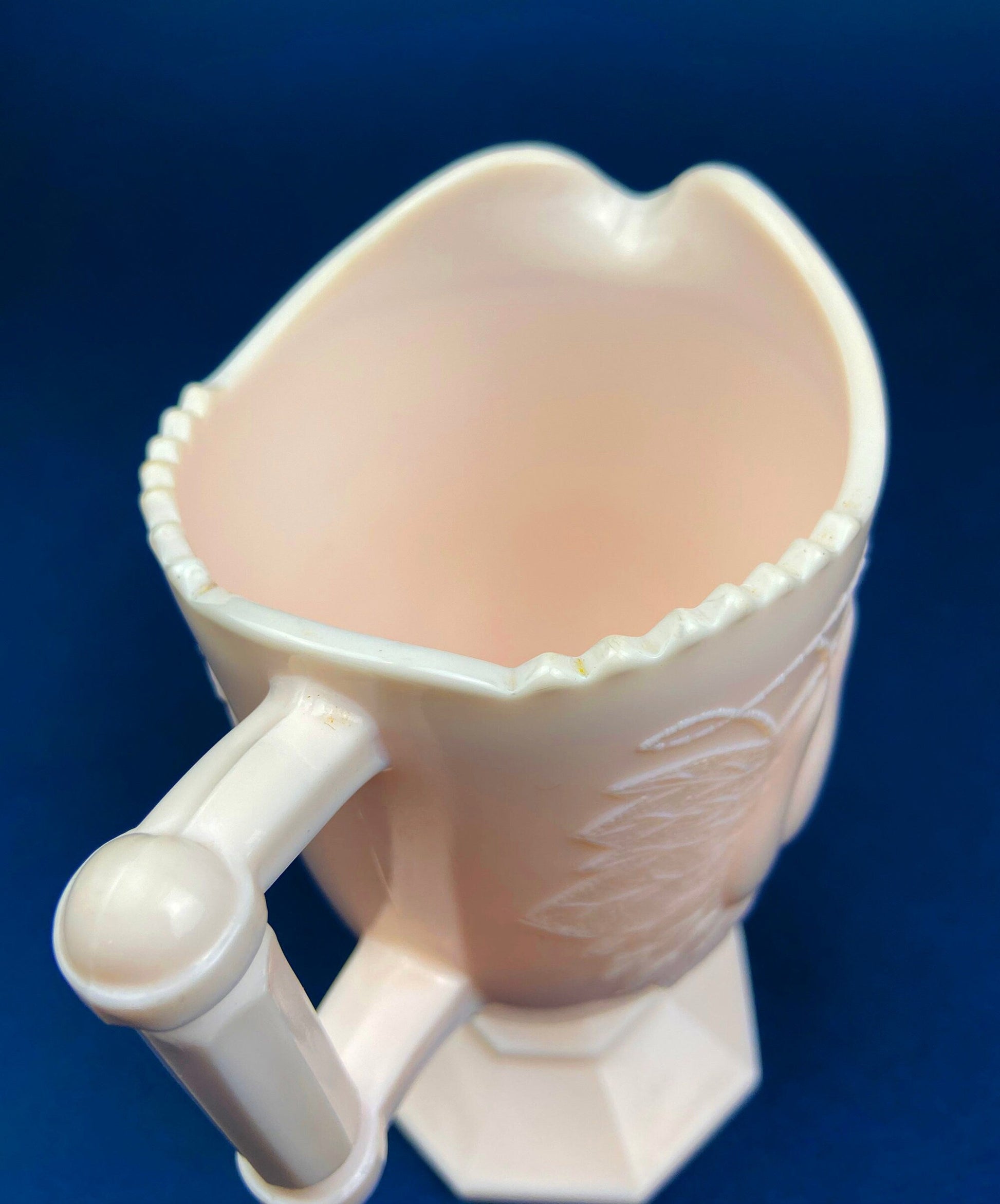 Pink Milk Glass Footed Creamer with Pear Motif. Collectible Tableware. - Tampa Home & Garden Store