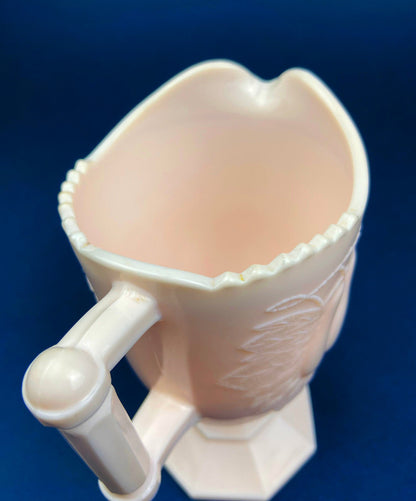 Pink Milk Glass Footed Creamer with Pear Motif. Collectible Tableware. - Tampa Home & Garden Store
