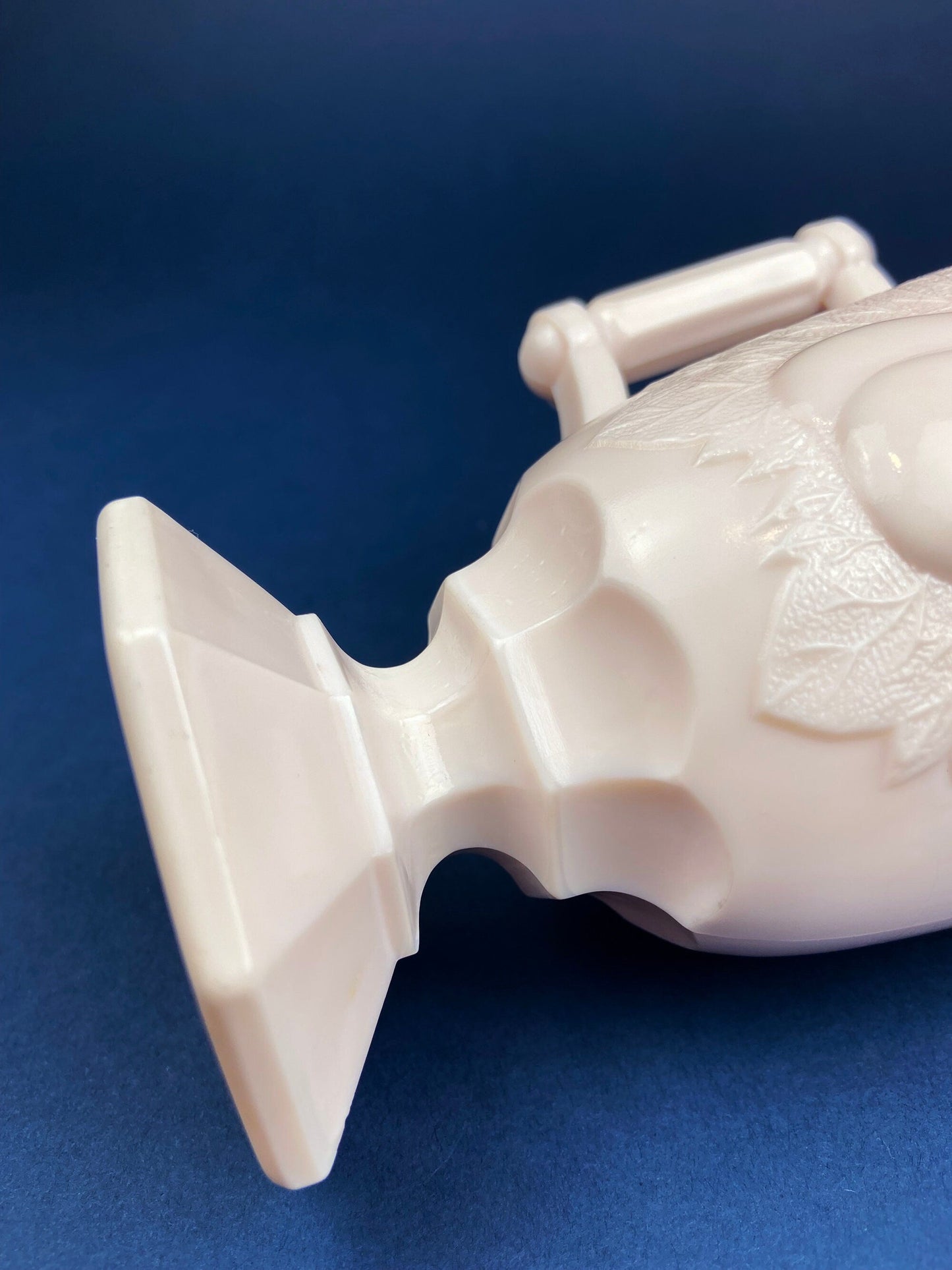 Pink Milk Glass Footed Creamer with Pear Motif. Collectible Tableware. - Tampa Home & Garden Store
