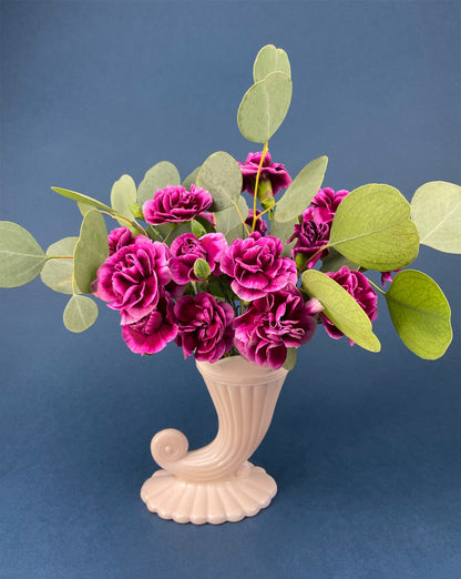 Pink Milk Glass Horn Vases. Pair of Cornucopia Shaped Vases in Rare Shell Pink. Table Centerpieces. Collectible Floral Vases. - Tampa Home & Garden Store