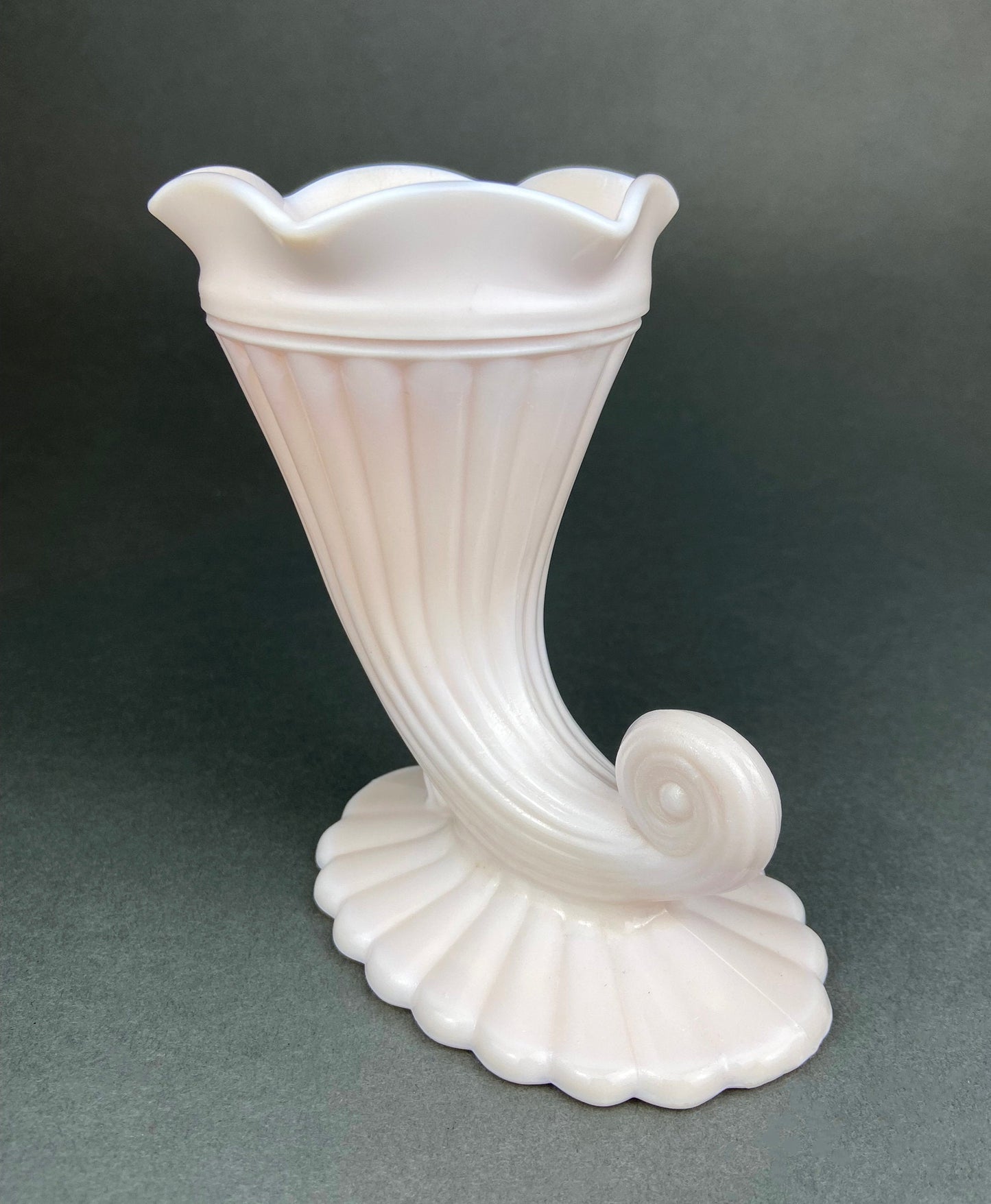 Pink Milk Glass Horn Vases. Pair of Cornucopia Shaped Vases in Rare Shell Pink. Table Centerpieces. Collectible Floral Vases. - Tampa Home & Garden Store