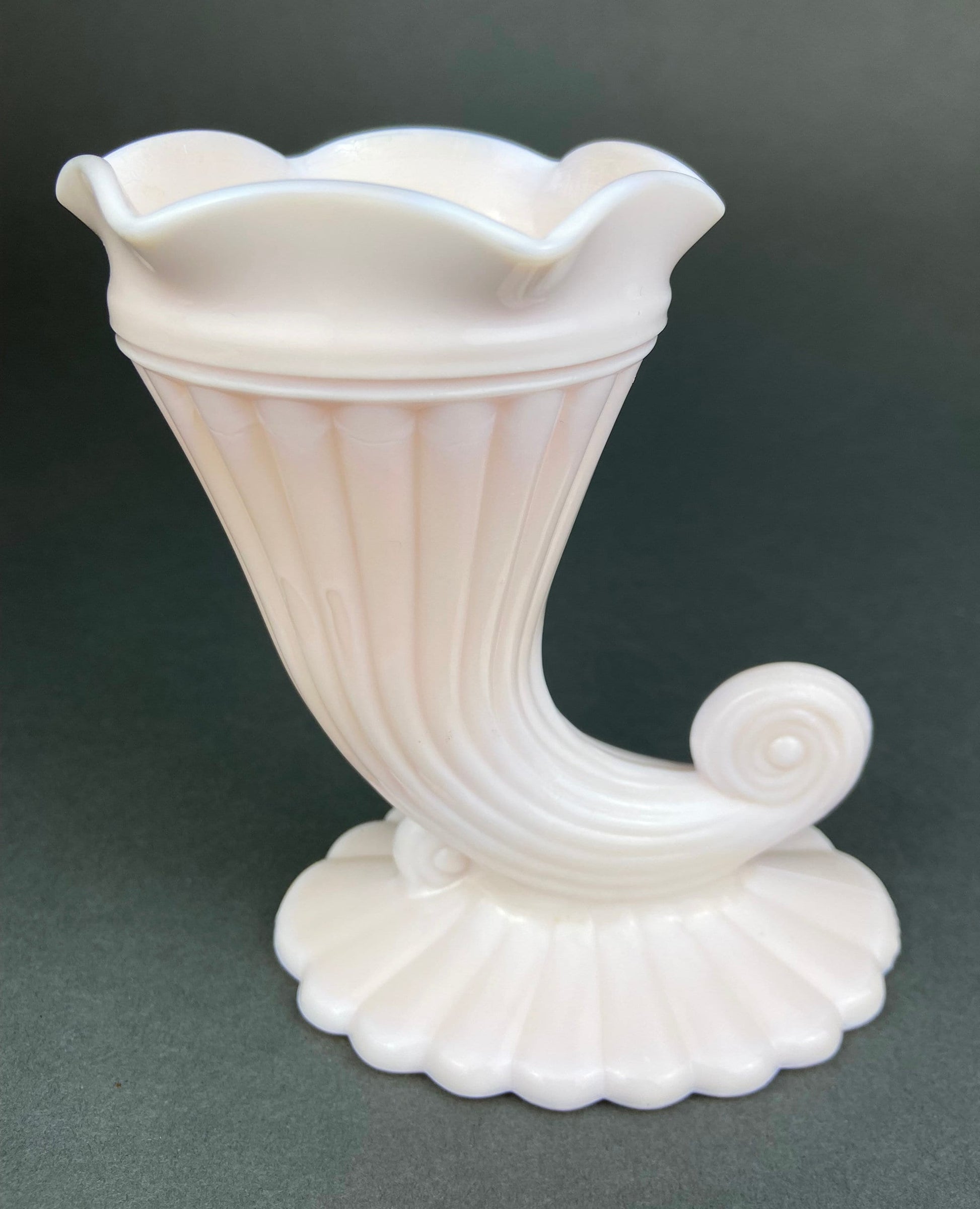 Pink Milk Glass Horn Vases. Pair of Cornucopia Shaped Vases in Rare Shell Pink. Table Centerpieces. Collectible Floral Vases. - Tampa Home & Garden Store
