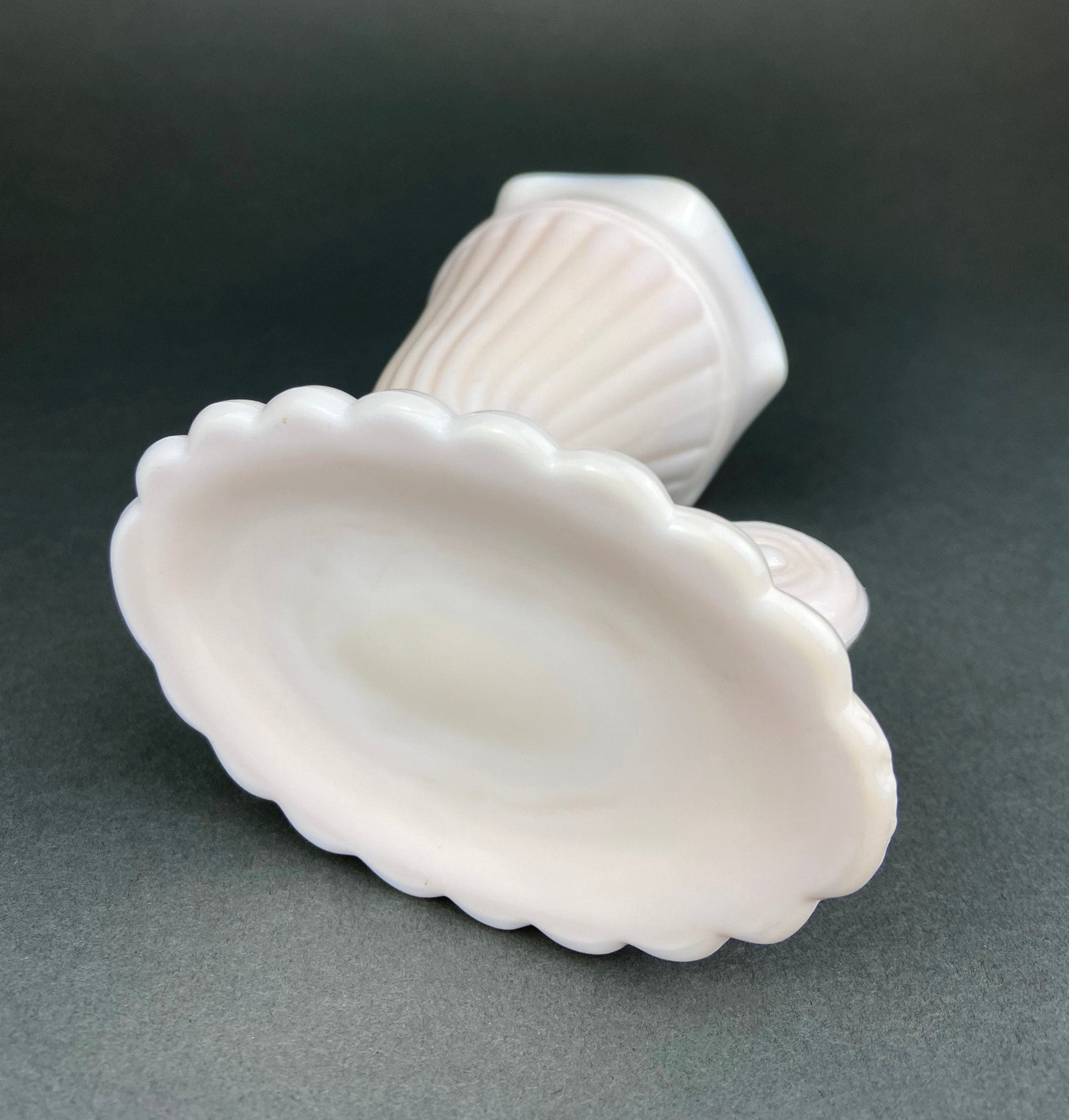 Pink Milk Glass Horn Vases. Pair of Cornucopia Shaped Vases in Rare Shell Pink. Table Centerpieces. Collectible Floral Vases. - Tampa Home & Garden Store