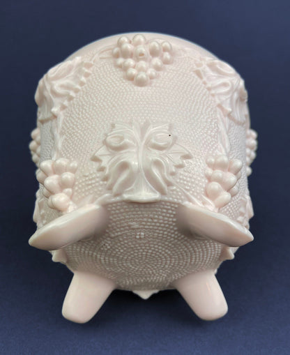 Pink Milk Glass Jar with Lid. Grape Vine Motif.  Footed Trinket Dish with Lid.  Collectible Pink Candy Dish.  Gift for Mom.  Gift for Her. - Tampa Home & Garden Store