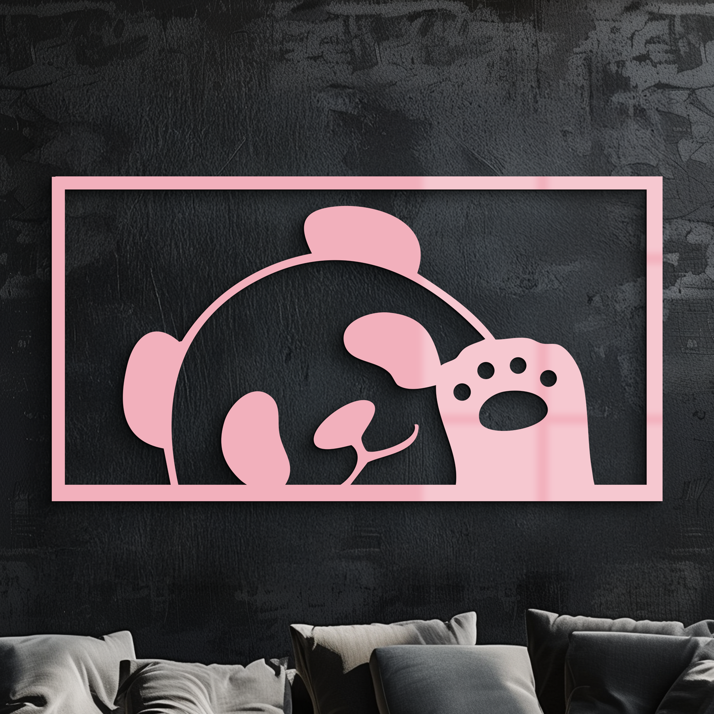 Pink Panda Silhouette Metal Wall Art – Cute Animal Design - KAFGP155 - Tampa Home & Garden Store