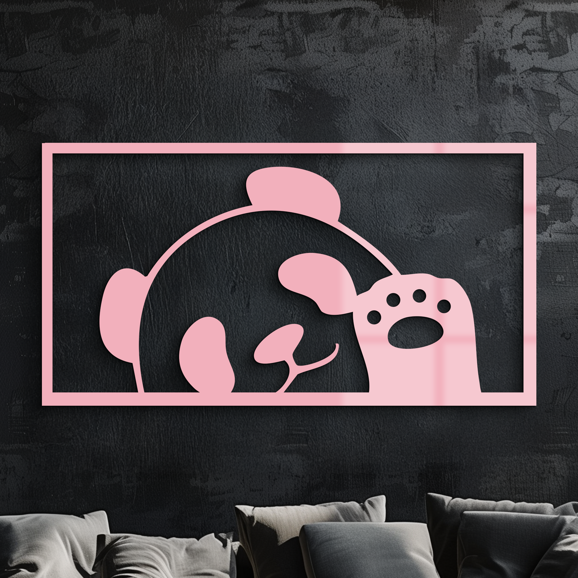 Pink Panda Silhouette Metal Wall Art – Cute Animal Design - KAFGP155 - Tampa Home & Garden Store